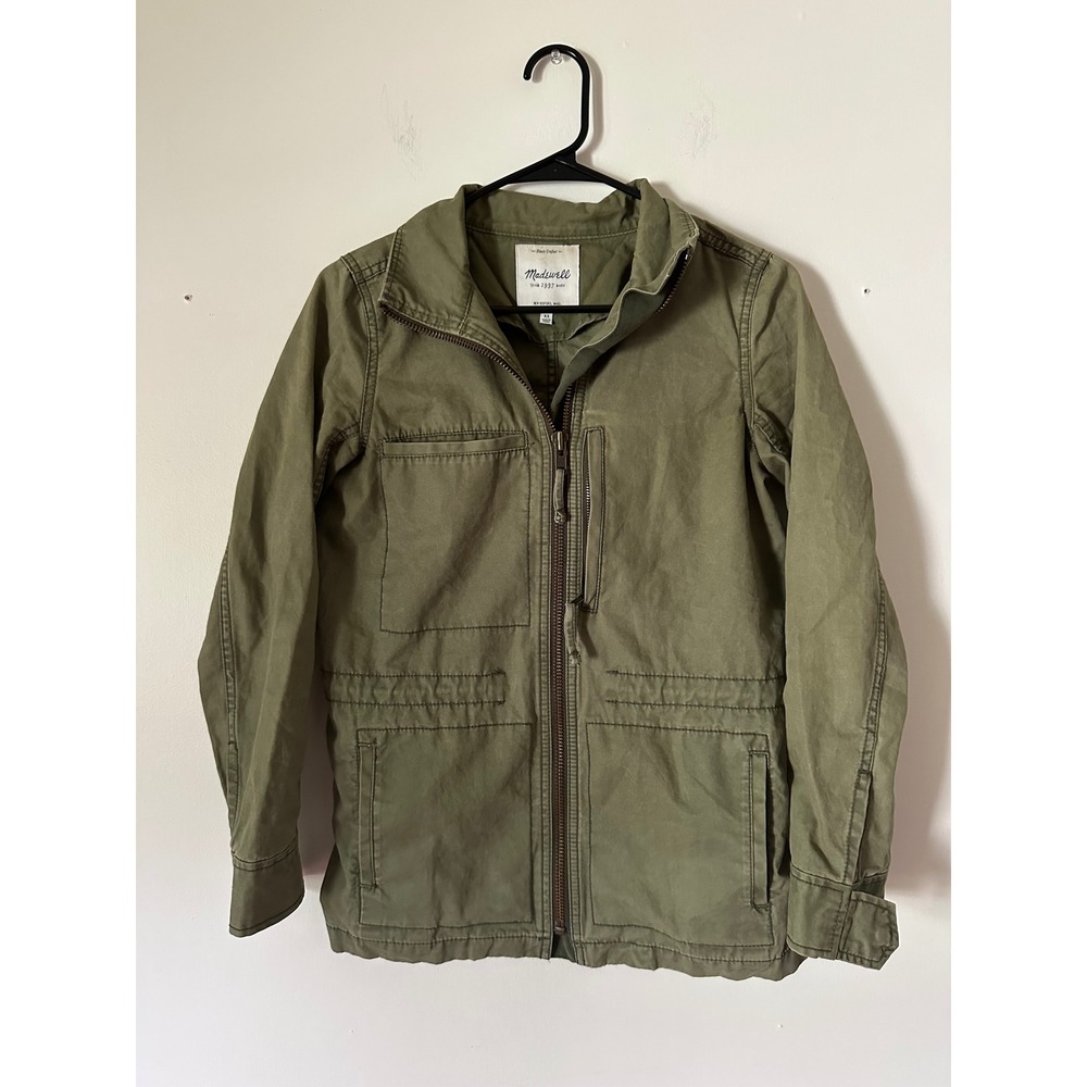 Madewell Fleet Jacket Womens XS Olive Green Utility Military Full Zip Cotton